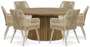 Tuinset Ronde Tuintafel 6 personen 180 cm Aluminium/wicker Taupe Coco Vedra/Fungo