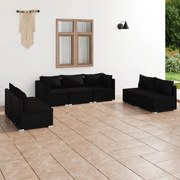 vidaXL 7-delige Loungeset met kussens poly rattan zwart