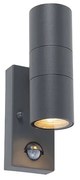 Buitenwandlamp antraciet 2-lichts IP44 met bewegingssensor - Duo