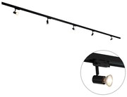 Modern 3-fase railsysteem met 5 Spot / Opbouwspot / Plafondspots zwart links - 3-Phase Jeany Modern GU10 Binnenverlichting Lamp