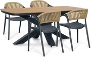 Tuinset 4 personen 180 cm Kunststof Grijs Domani Furniture Toscano/Camila