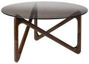 Dutchbone Naia Ronde Salontafel Walnoot En Glas - 80 X 80cm.