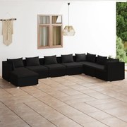 vidaXL 8-delige Loungeset met kussens poly rattan zwart