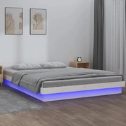 vidaXL Bedframe LED massief hout wit 140x190 cm