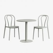 Set Van Ronde Tafel Ø70 Cm En 2 Tuinstoelen Mizzi Groen – Khaki - Sklum