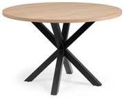 Kave Home Full Argo Ronde Eettafel Modern Eiken Met Zwart - 120 X 120cm.