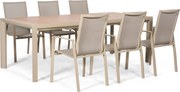 Tuinset 6 personen Aluminium Zand/Beige Lifestyle Garden Furniture Ultimate/Allungo