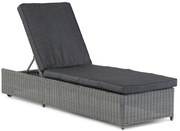 Garden Collections Charlotte Ligbed Off Black Met Wielen Wicker Grijs