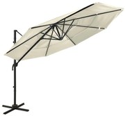 vidaXL Parasol 4-laags met aluminium paal 3x3 m zandkleurig