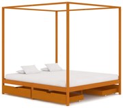 vidaXL Hemelbedframe met 4 lades massief grenenhout 160x200 cm