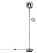 Vloerlamp zwart met goud met smoke glas 2-lichts - Zuzanna Modern E14 Binnenverlichting Lamp