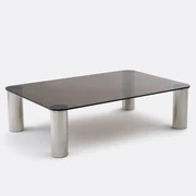 Salontafel van gehard glas en metaal, Ramcel