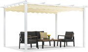 Barbados terraspergola 3x4 m Garden Point wit en beige