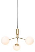 Art Deco hanglamp goud met opaal glas 3-lichts - Coby