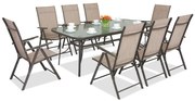 Stalen eetmeubel Modena/Rosario voor 8 personen met grote tafel 200 cm Garden Point bruin