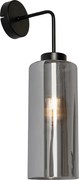 Art Deco wandlamp zwart met smoke glas - Laura