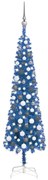 vidaXL Kerstboom met LED's en kerstballen smal 150 cm blauw