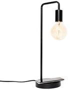 Moderne zwarte tafellamp met draadloos opladen - Facil Modern E27 Binnenverlichting Lamp