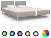 vidaXL Bedframe met LED kunstleer cappuccino 180x200 cm