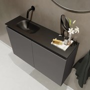 Mondiaz Ture 80cm toiletmeubel dark grey met wastafel urban links geen kraangat