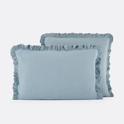 Effen kussensloop in tetra, met volant, Kumla