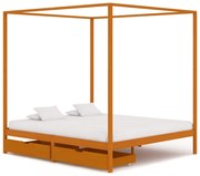 vidaXL Hemelbedframe met 2 lades massief grenenhout 160x200 cm