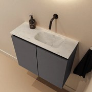 Mondiaz Ture DLux toiletmeubel 60cm dark grey met wastafel opalo rechts zonder kraangat