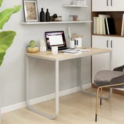 vidaXL Computerbureau 110x60x73 cm spaanplaat wit en eikenkleurig