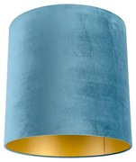Velours lampenkap blauw 40/40/40 met gouden binnenkant