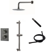 Saniclear Iron Pro inbouw regendouche met wandarm, 20cm hoofddouche en glijstang verouderd ijzer - gunmetal
