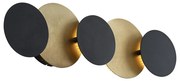 Moderne wandlamp zwart met goud incl. LED 3-staps dimbaar 5-lichts - Sunrise 3