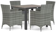 Tuinset 4 personen 92 cm Wicker Grijs Domani Furniture Miami/Young