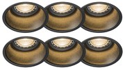 Set van 6 moderne inbouwspots zwart - Dept