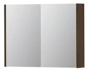 INK SPK1 Spiegelkast - 80x14x60cm - 2 deuren - dubbelzijdige Spiegel - schakelaar en stopcontact - MDF Fineer Chocolate 1110573