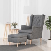 vidaXL Fauteuil met voetenbank stof lichtgrijs