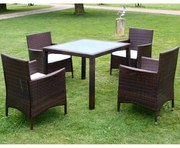 vidaXL 5-delige Tuinset met kussens poly rattan bruin