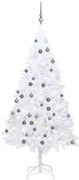 vidaXL Kunstkerstboom met LED's en kerstballen 180 cm PVC wit