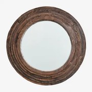 Ronde Wandspiegel In Gerecycled Hout Ø90 Cm Malbork Gerecycled Hout - Sklum