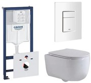 QeramiQ Dely Swirl Toiletset - 36.5x53cm - Grohe Rapid inbouwreservoir - slim zitting - witte bedieningsplaat - rechthoekige knoppen - wit mat 0720003/0729205/SW1000766/SW1026257