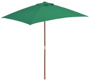 vidaXL Parasol met houten paal 150x200 cm groen