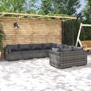 vidaXL 8-delige Loungeset met kussens poly rattan grijs