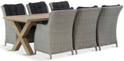 Tuinset 6 personen 240 cm Wicker Grijs Garden Collections Buckingham/Oregon