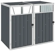 vidaXL Afvalbakberging dubbel 143x81x121 cm staal grijs