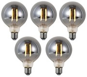 Set van 5 Smart E27 dimbare LED lampen G95 smoke 4.9W 150 lm 1800K