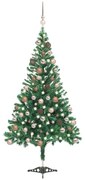 vidaXL Kunstkerstboom met LED's en kerstballen 230 takken 120 cm