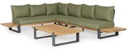 SUNS Nardo hoek loungeset 3 delig groot soft green mixed weave / matt royal grey