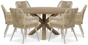 Tuinset Ronde Tuintafel 6 personen 160 cm Aluminium/wicker Taupe Coco Vedra/Sand