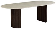 Eettafel Ovaal Travertin En Walnoot 220 Cm - 220 X 100cm.