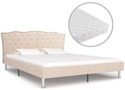 vidaXL Bed met matras stof beige 160x200 cm