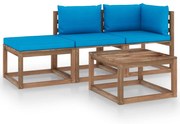 vidaXL 4-delige Loungeset pallet met kussens geïmpregneerd grenenhout